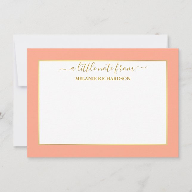 Elegant Gold Frame - Choose Size - Peach Card (Front)