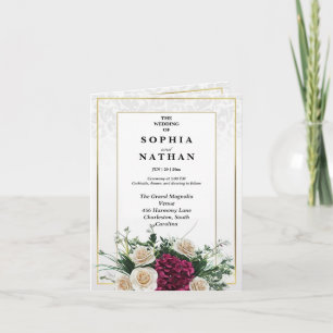 Elegant Gold Frame Classic Floral Wedding Invitation