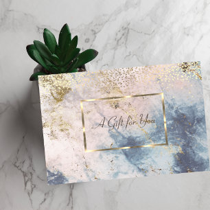 Elegant Gold Frame,Confetti Blue Marble Discount Card
