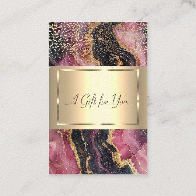 Elegant Gold Frame, Confetti,Burgundy Marble Discount Card (Front)