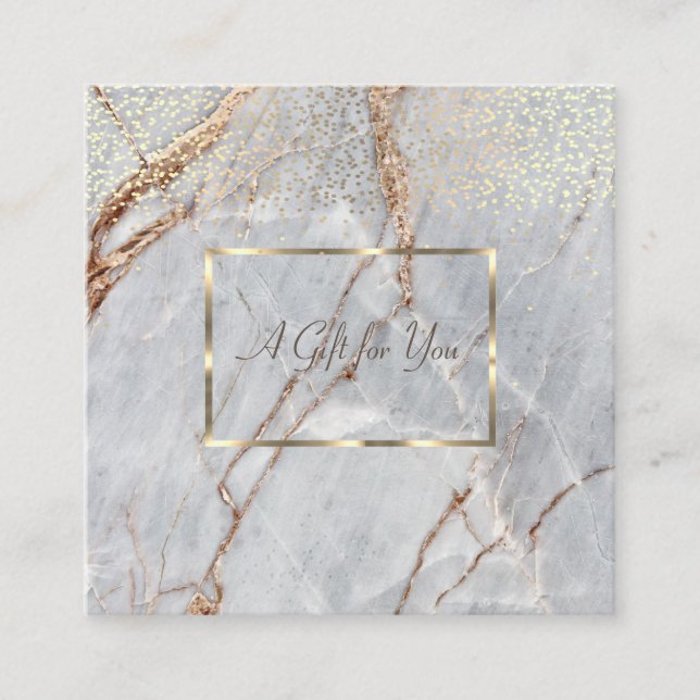 Elegant Gold Frame,Confetti Marble Discount Card (Front)
