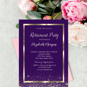 Elegant Gold Frame Confetti Retirement Invitation