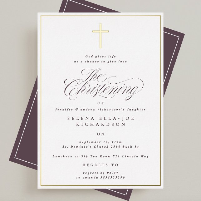 Elegant Gold Frame & Cross Calligraphy Christening (Creator Uploaded)