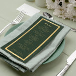 Elegant gold frame dark green modern wedding menu<br><div class="desc">Modern classic dark emerald green and gold trendy minimalist typography custom wedding menu card template on a vintage background.             Matching wedding stationery available in the collection.</div>