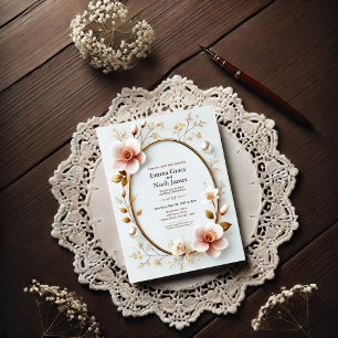 Elegant Gold Frame Floral Wedding Invitation