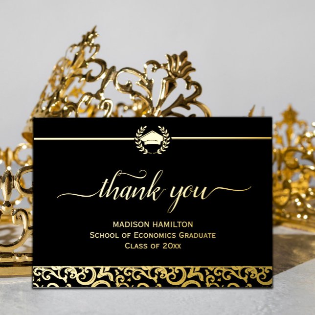 Elegant Gold Frame Graduation Foil Card  (Elegant Gold Frame Graduation Foil Card #zazzlemade #realfoilcard #thankyoucard #graduationcard)