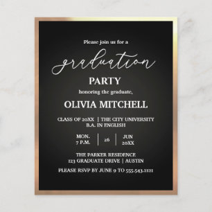 Elegant Gold Frame Graduation Party invitation Flyer