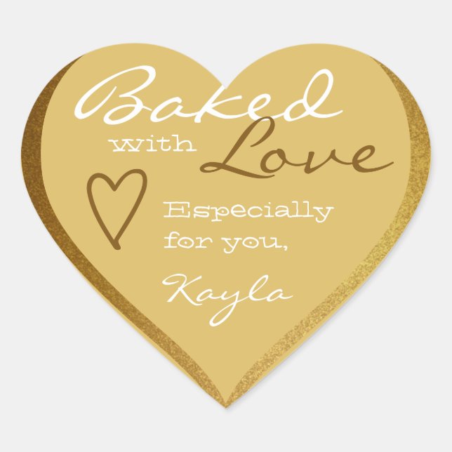 Elegant Gold Frame Made with Love Heart Shape Sticker (Front)