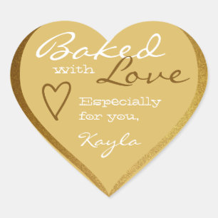 Elegant Gold Frame Made with Love Heart Shape Sticker