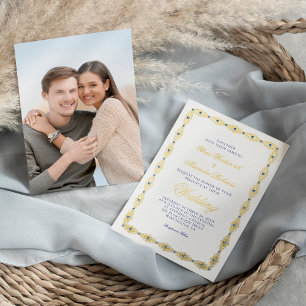 Elegant Gold Frame Minimalist Photo Wedding 