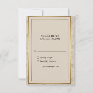 Elegant Gold Frame Minimalist Wedding  RSVP Card