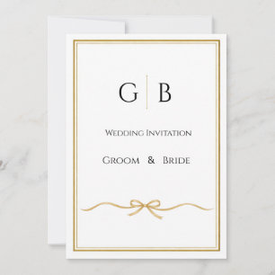 Elegant Gold Frame Monogram Wedding Invitation
