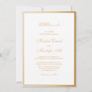 Elegant gold frame muslim wedding invitations