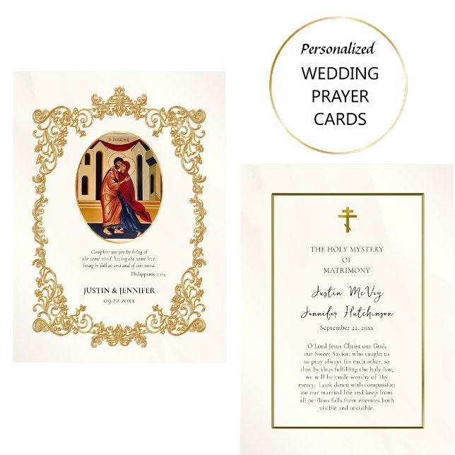 Elegant Gold Frame Orthodox Wedding Prayer Card    (Creator Uploaded)