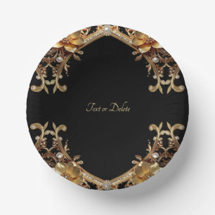 Elegant Gold Frame Paper Bowls Plate