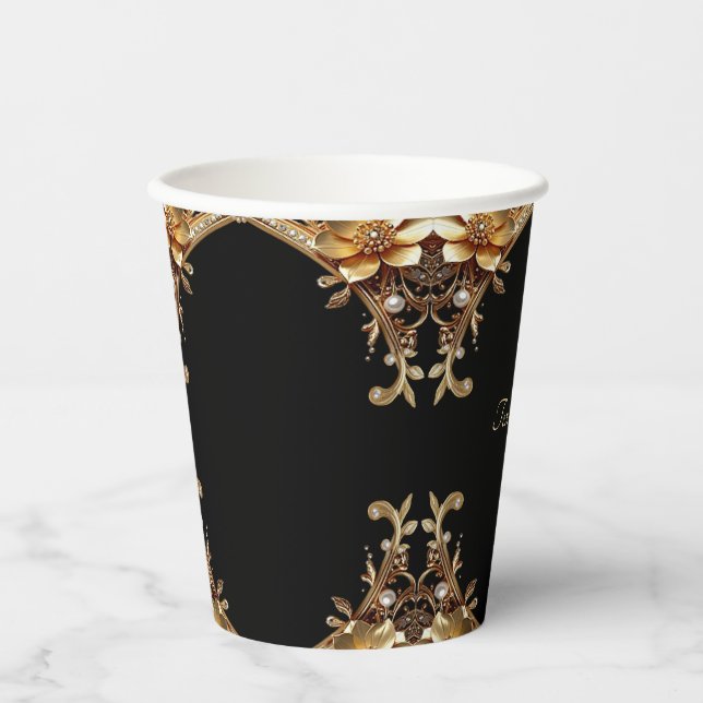 Elegant Gold Frame Paper Cups (Front)