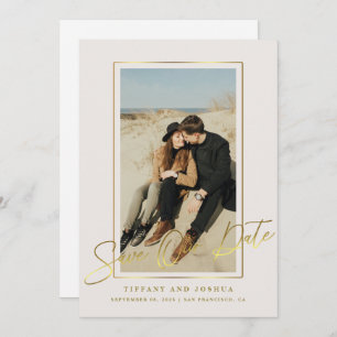 Elegant Gold Frame Photo Wedding Save The Date