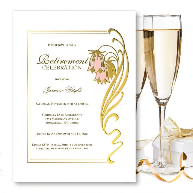 Elegant Gold Frame Retirement Celebration Invitation (Creator Uploaded)