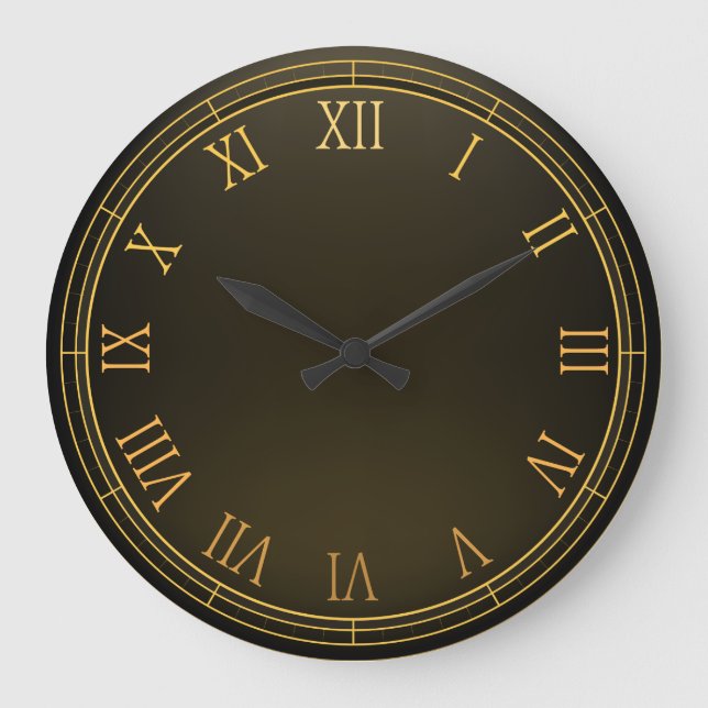 Elegant Gold Frame & Roman Numerals | Wall Clock (Front)