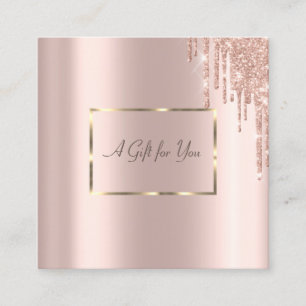 Elegant Gold Frame, Rose Gold Glitter Drips Discount Card