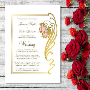 Elegant Gold Frame Script Wedding Invitation