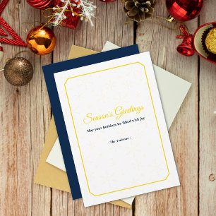 Elegant Gold Frame Snowflake Season’s Greetings  Holiday Card