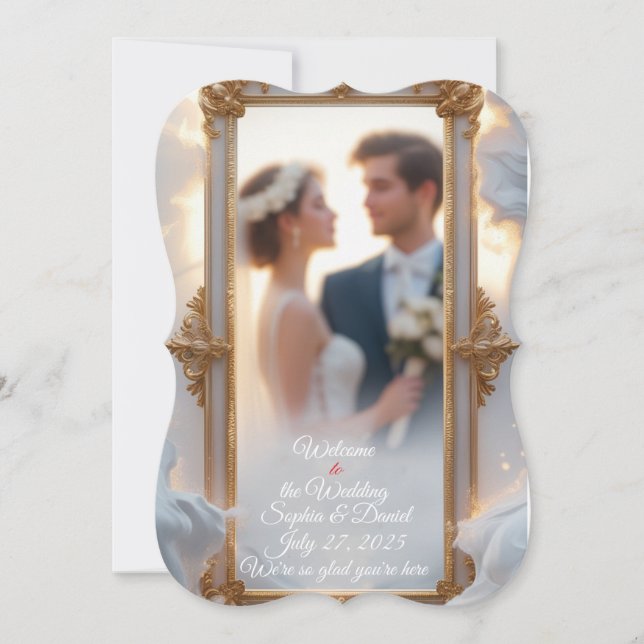 Elegant Gold Frame Wedding Invitation (Front)