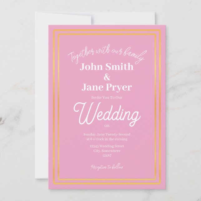 Elegant Gold Frame Wedding Invitation (Front)