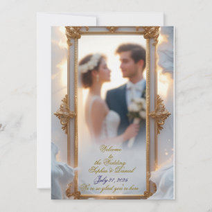 Elegant Gold Frame Wedding Invitation