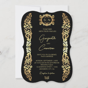 Elegant gold Frame Wedding Invitation