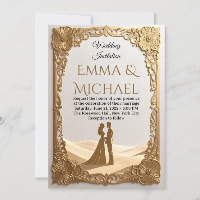 Elegant Gold Frame Wedding Invitation – Classic  (Front)