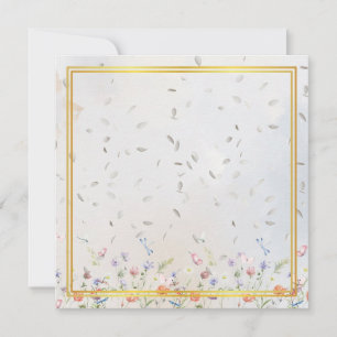 Elegant Gold Frame Wildflower Blank Card with Whit
