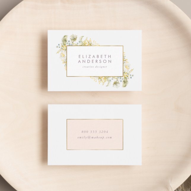 Elegant Gold Framed Wildflower Corporate  Business Card (Creator Uploaded)