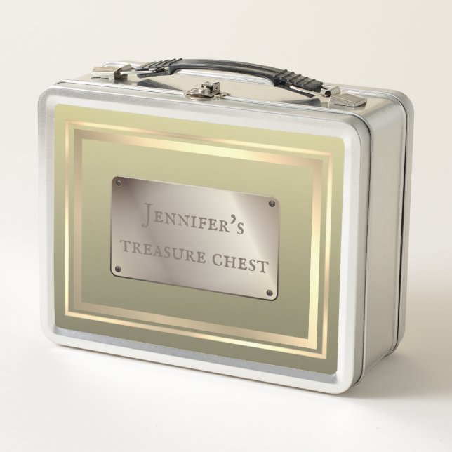 Elegant gold funny treasure chest safe box (Front)