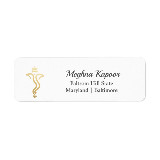 Elegant Gold Ganesh/ Indian God Address Labels (Front)