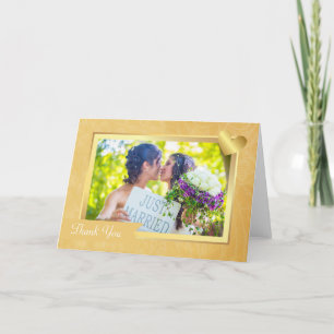 Elegant Gold Gay Lesbian Wedding Photo Thank You Card
