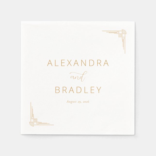 Elegant Gold Geometric Accents Napkin (Front)
