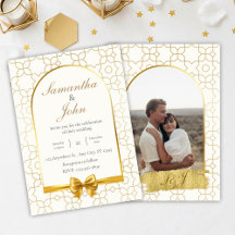 Elegant Gold Geometric Arch Photo Back Wedding