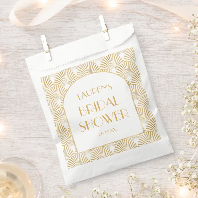 Elegant Gold Geometric Art Deco Bridal Shower Favour Bags (Clipped)