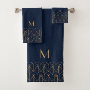 Elegant gold geometric Art Deco design Bath Towel Set