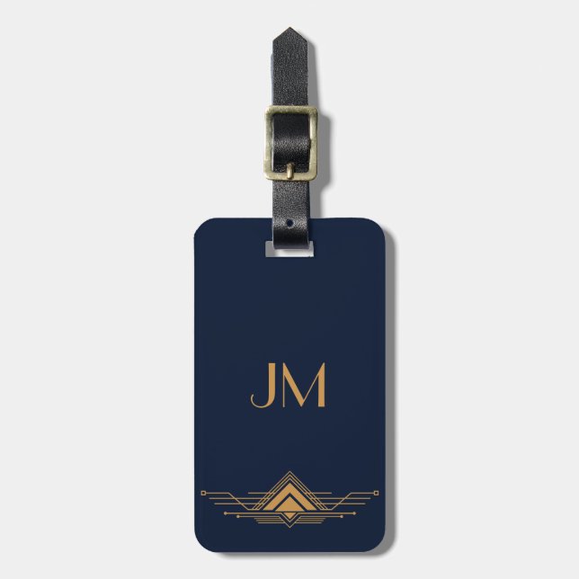 Elegant gold geometric Art Deco design Luggage Tag (Front Vertical)
