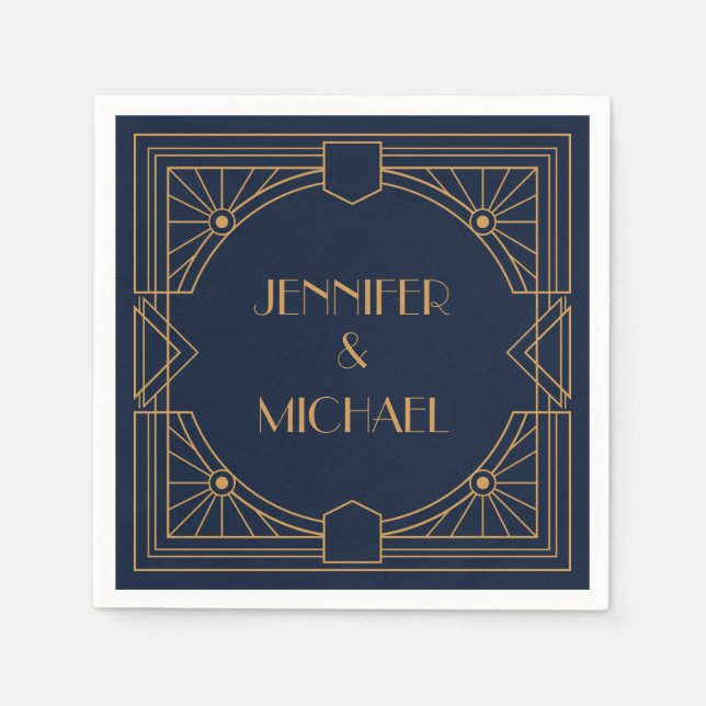 Elegant gold geometric Art Deco design  Napkin (Front)