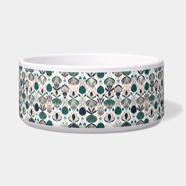 Elegant Gold & Geometric Easter Bunny | Pet Bowl (Front)