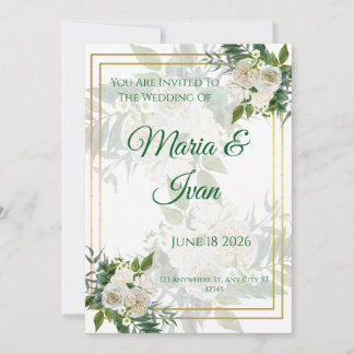 Elegant Gold Geometric Floral Wedding Invitation