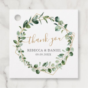 Elegant Gold Geometric Greenery Wedding Thank You Favour Tags