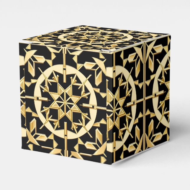 Elegant Gold Geometric Pattern Art Favour Box (Front Side)