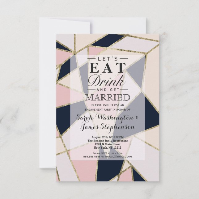 Elegant Gold Geometric Triangles Invitation (Front)