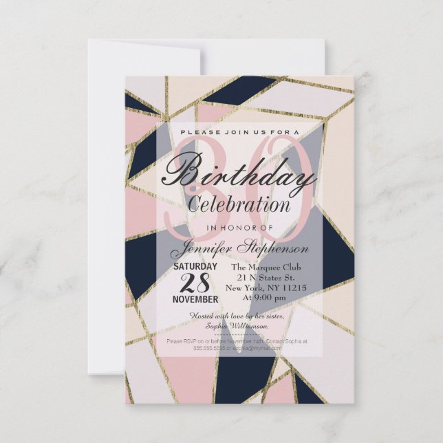 Elegant Gold Geometric Triangles Invitation (Front)