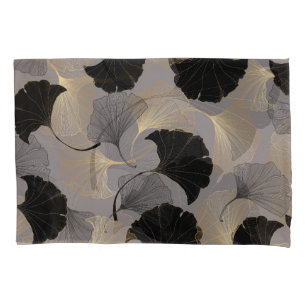 Elegant gold Ginkgo, vintage background. Pillowcase