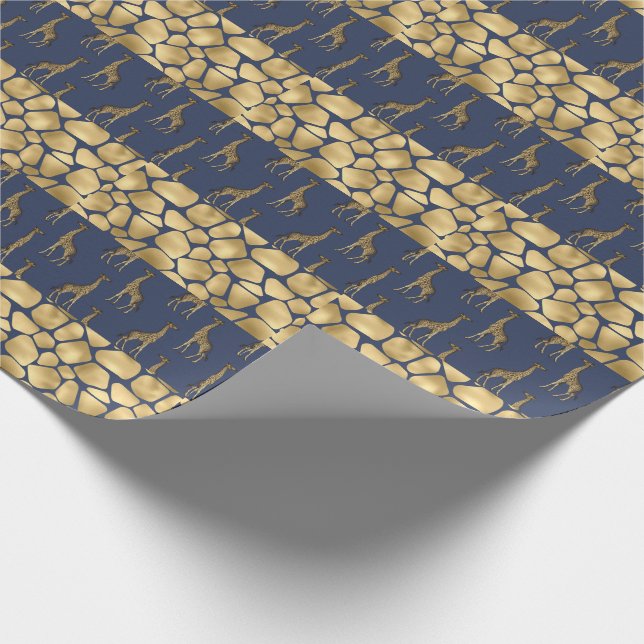 Elegant Gold Giraffe Animal Print Stylish Pretty Wrapping Paper (Corner)